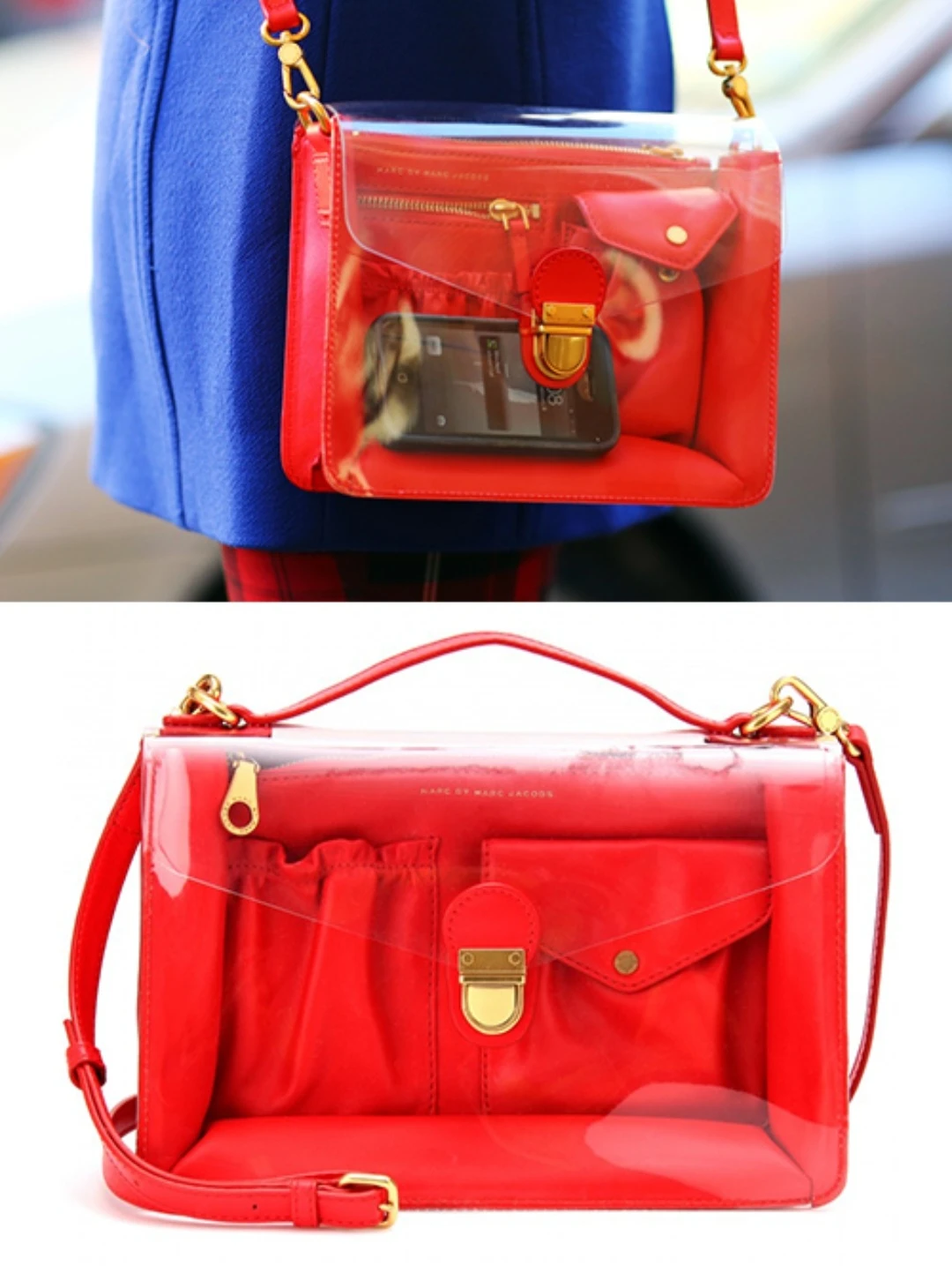 Marc by Marc Jacobs Red Clear Genuine Leather Shoulder Bag - photo 4