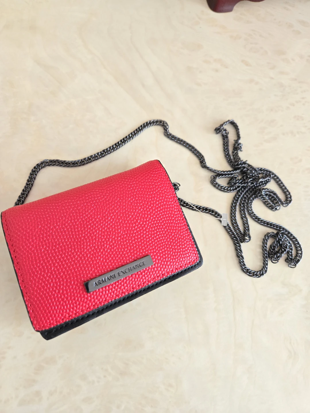Armani Exchange Small Wallet with Chain - Red