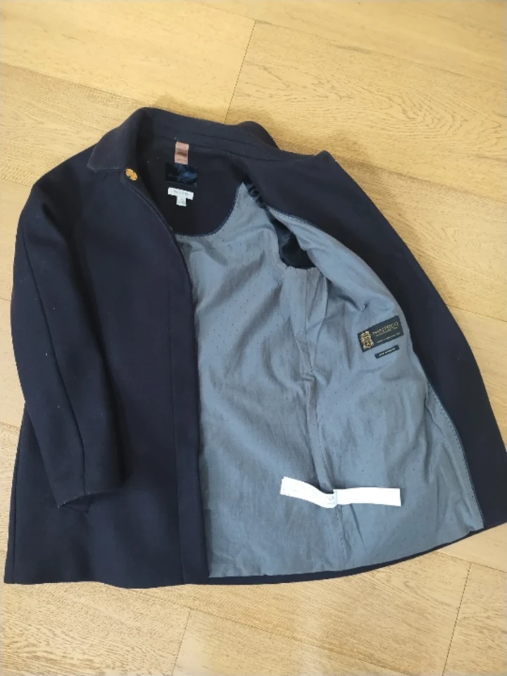 Massimo Dutti light wool Navy Coat - photo 3