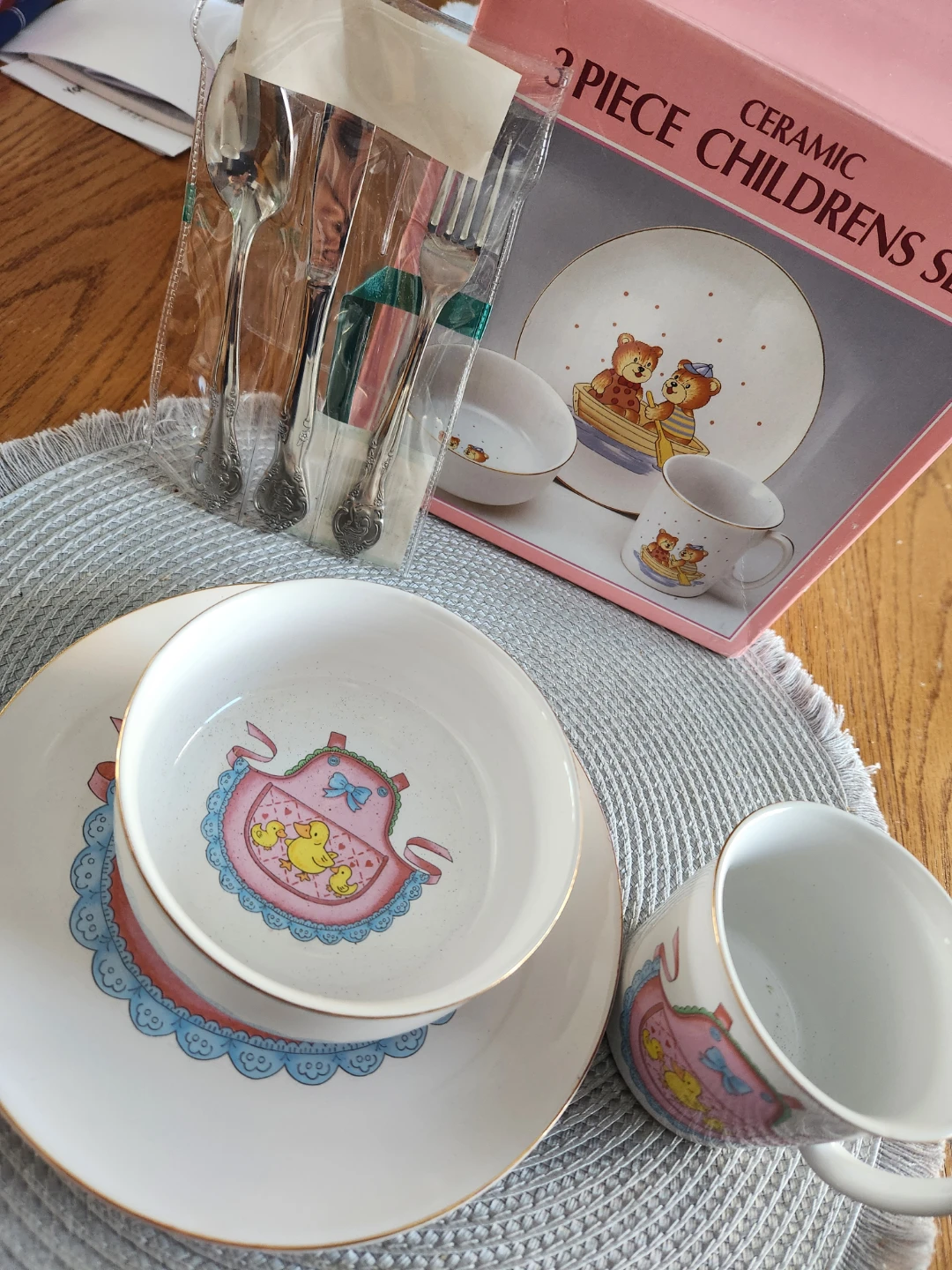 Ceramic Children's 3 Piece Dinnerware Set with Utensils - photo 2