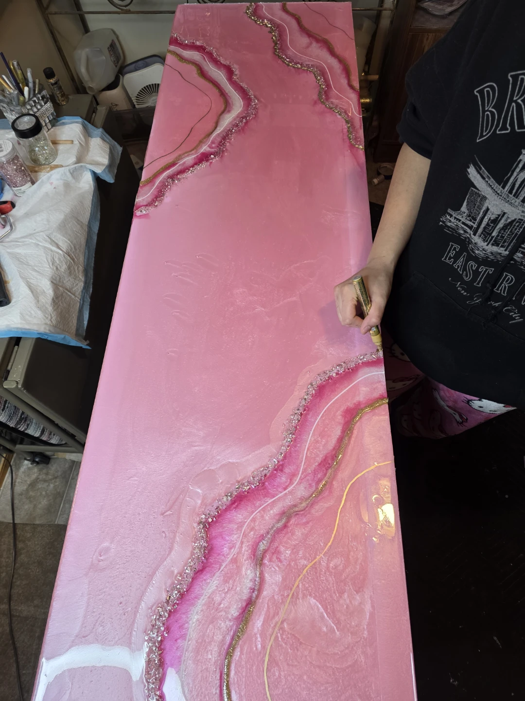 Pink Geode Resin Art Dresser Top - photo 3