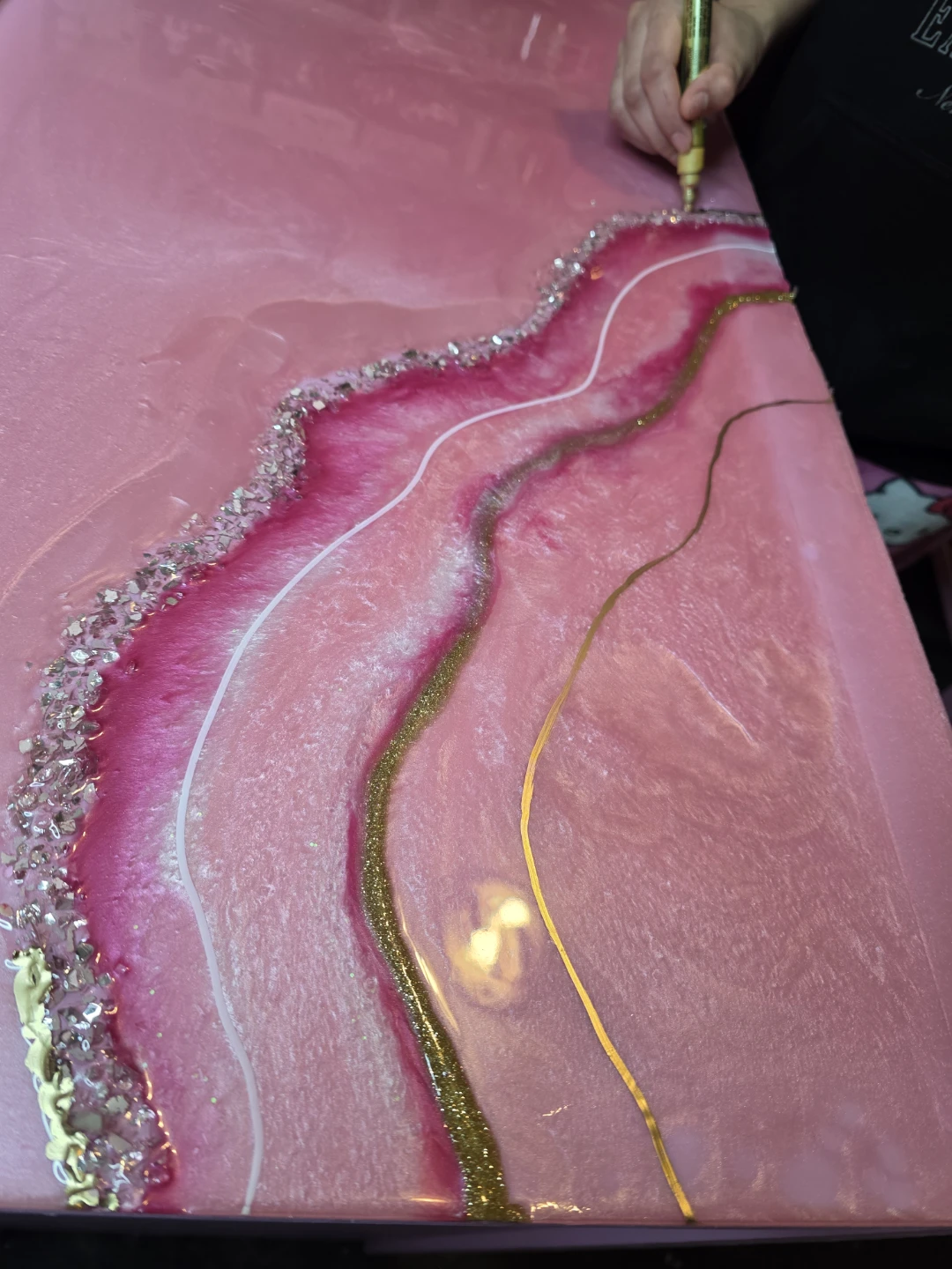 Pink Geode Resin Art Dresser Top - photo 4