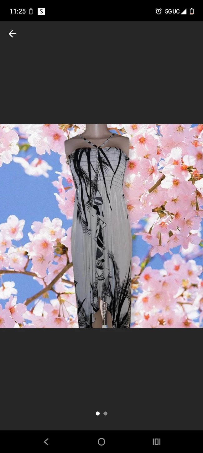 Women's White and Black Strapless Maxi Dress