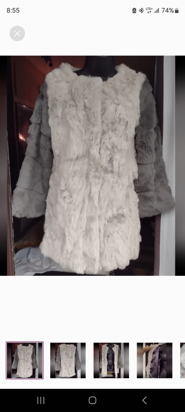 Fur Coat - Grey and Cream