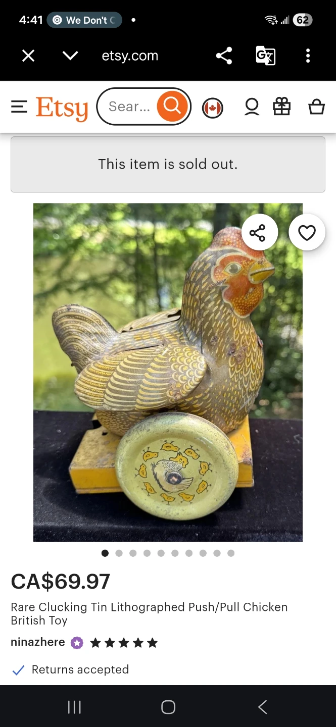 Vintage Tin Lithographed Wind-Up Chicken Toy - photo 4