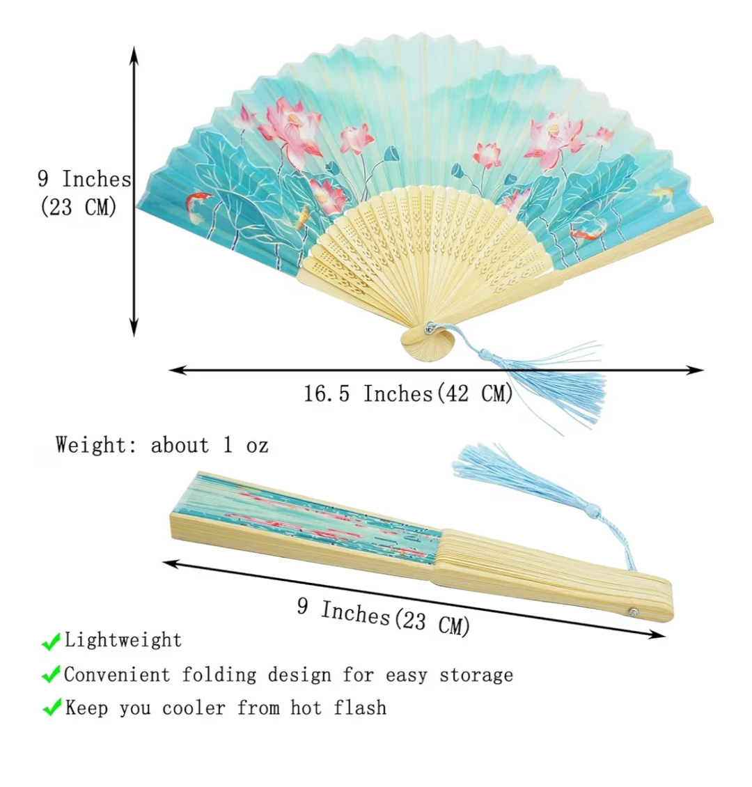 4 Pack Chinese Style Folding Hand Fans - photo 2