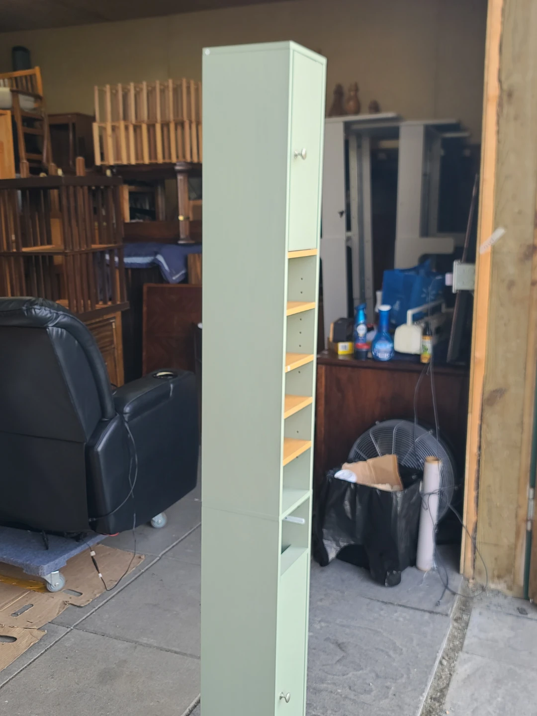 Tall Mint Green Storage Cabinet w/ Shelves - photo 3