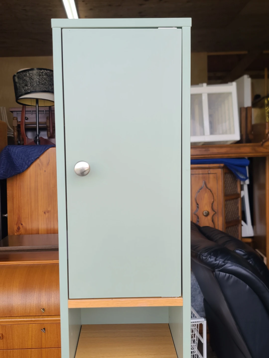 Tall Mint Green Storage Cabinet w/ Shelves - photo 4