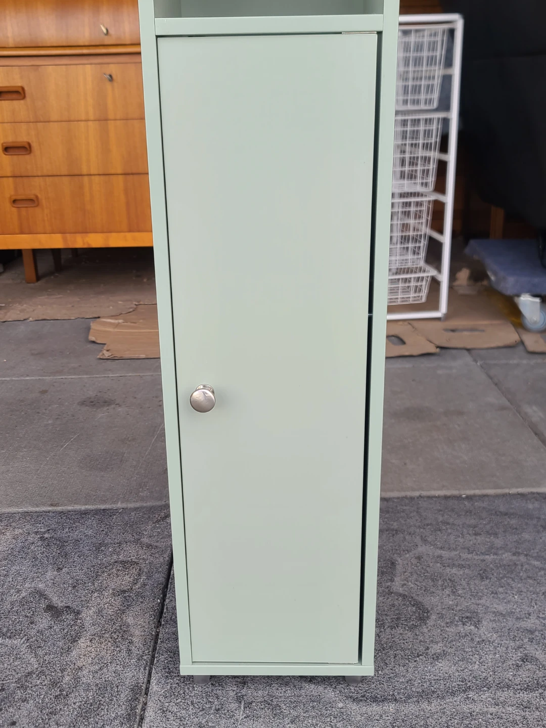 Tall Mint Green Storage Cabinet w/ Shelves - photo 5
