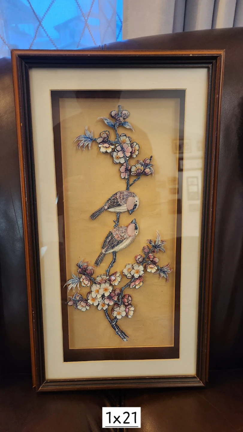 Framed Vintage Rose and Bird Wall Art - photo 2