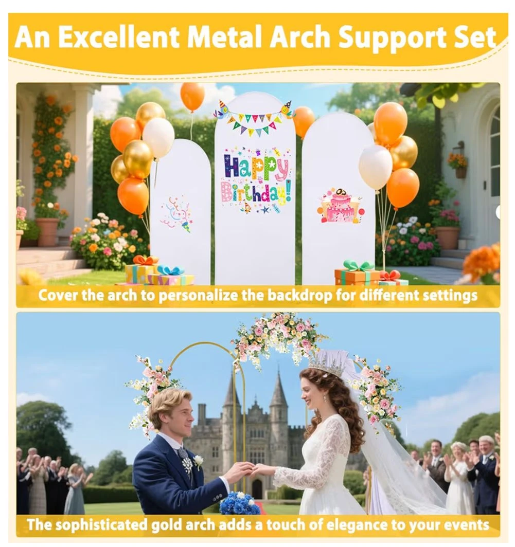 ✨ BRAND NEW Set of 3 Metal Arch Backdrop Stands + Covers - photo 2