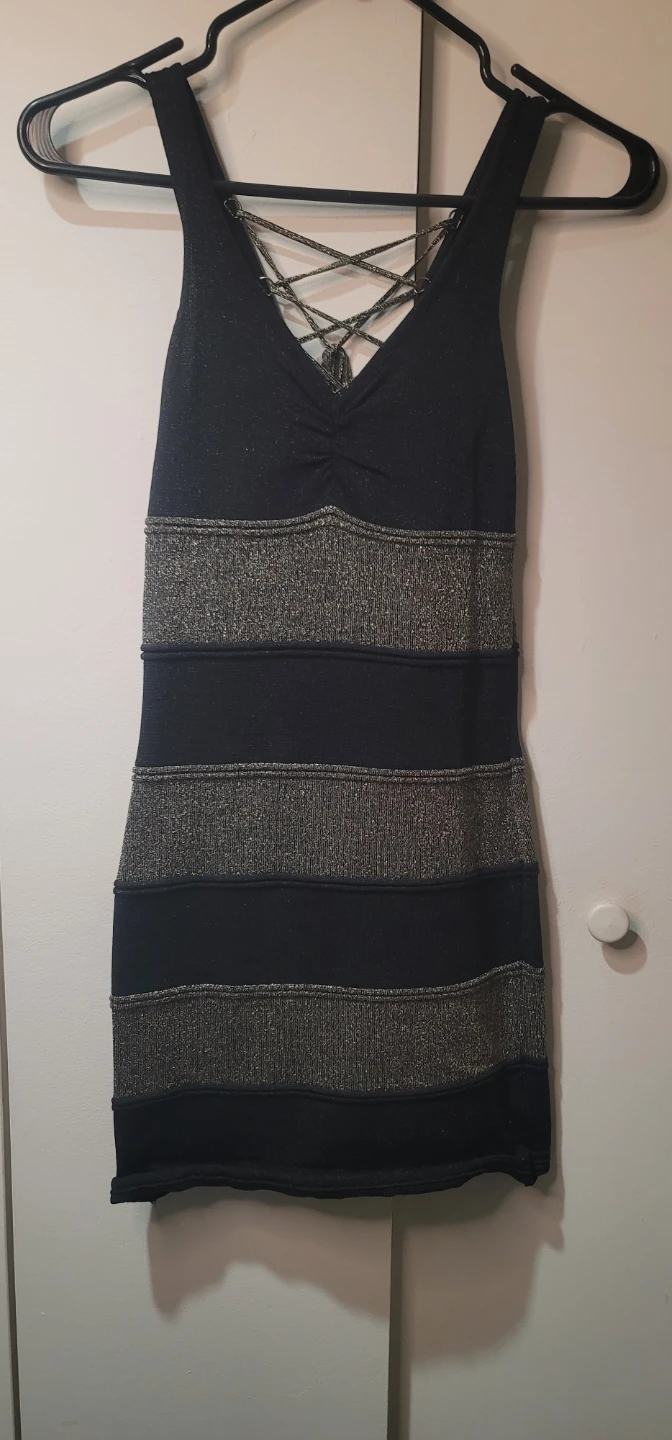 Black & Silvery/Gold Sparkle Halter Dress - photo 2