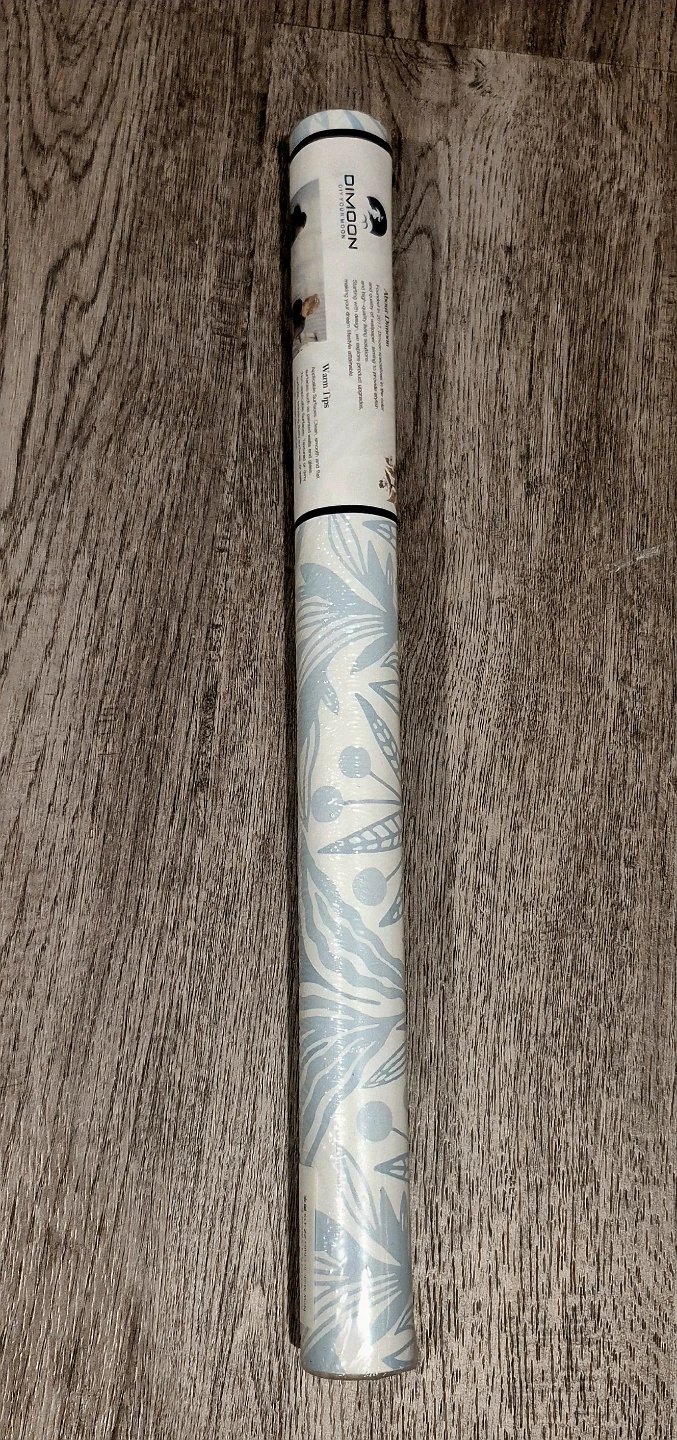 Blue White Peel & Stick Modern Floral Leaf Wallpaper 17.3"x78.7" - photo 2