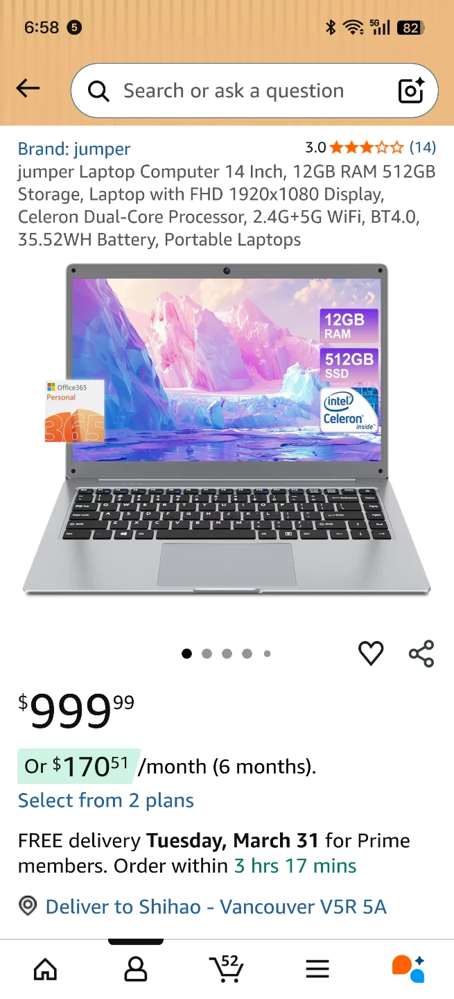 Jumper Laptop Computer 14 Inch