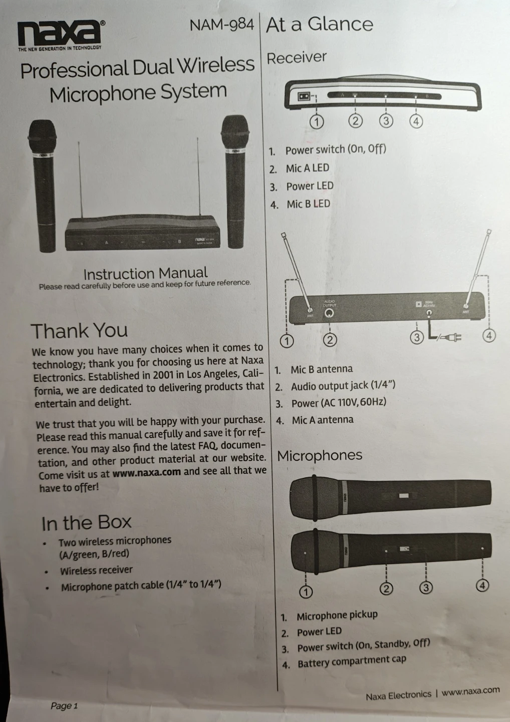 Naxa NAM-984 Professional Dual Wireless Microphone System