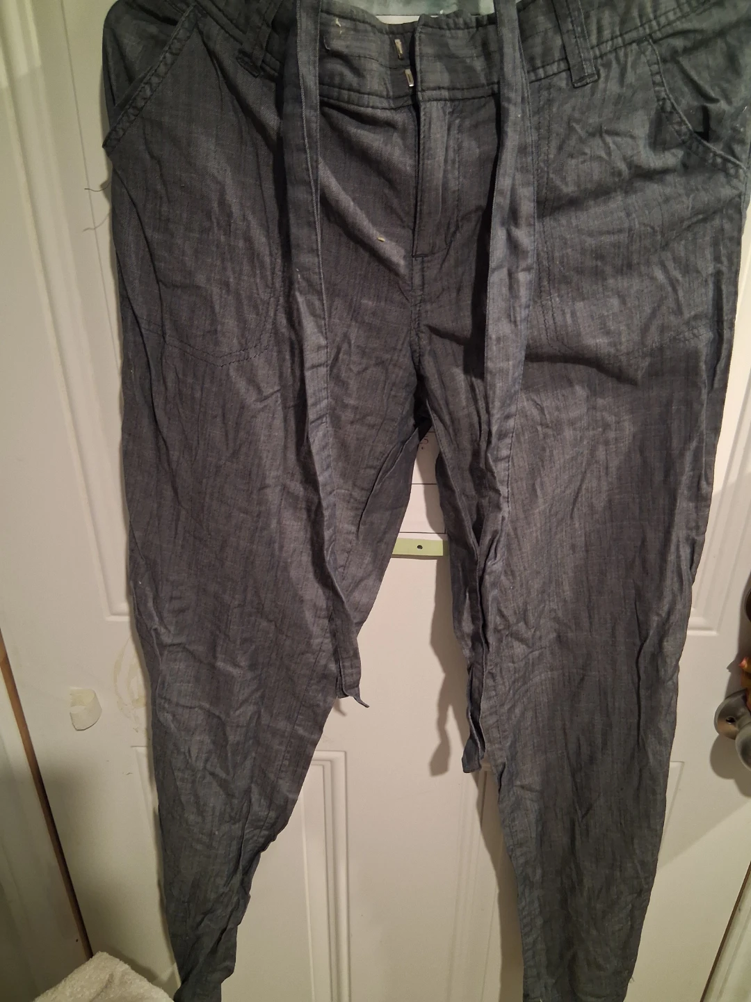 Grey Tie-Waist Pants