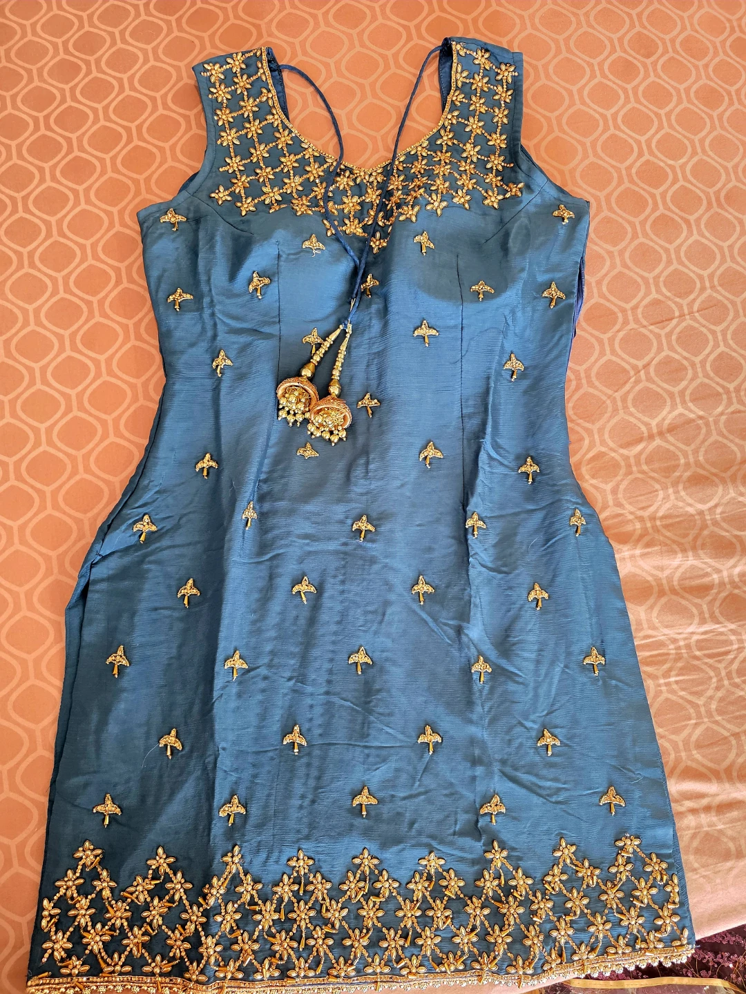 Blue party wear Kurti and Skirt Set with Dupatta - photo 2