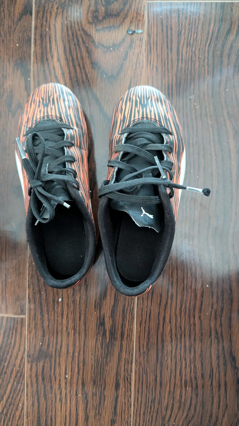 Puma Soccer Cleats - Orange/Black Tiger Stripe - Size 1C