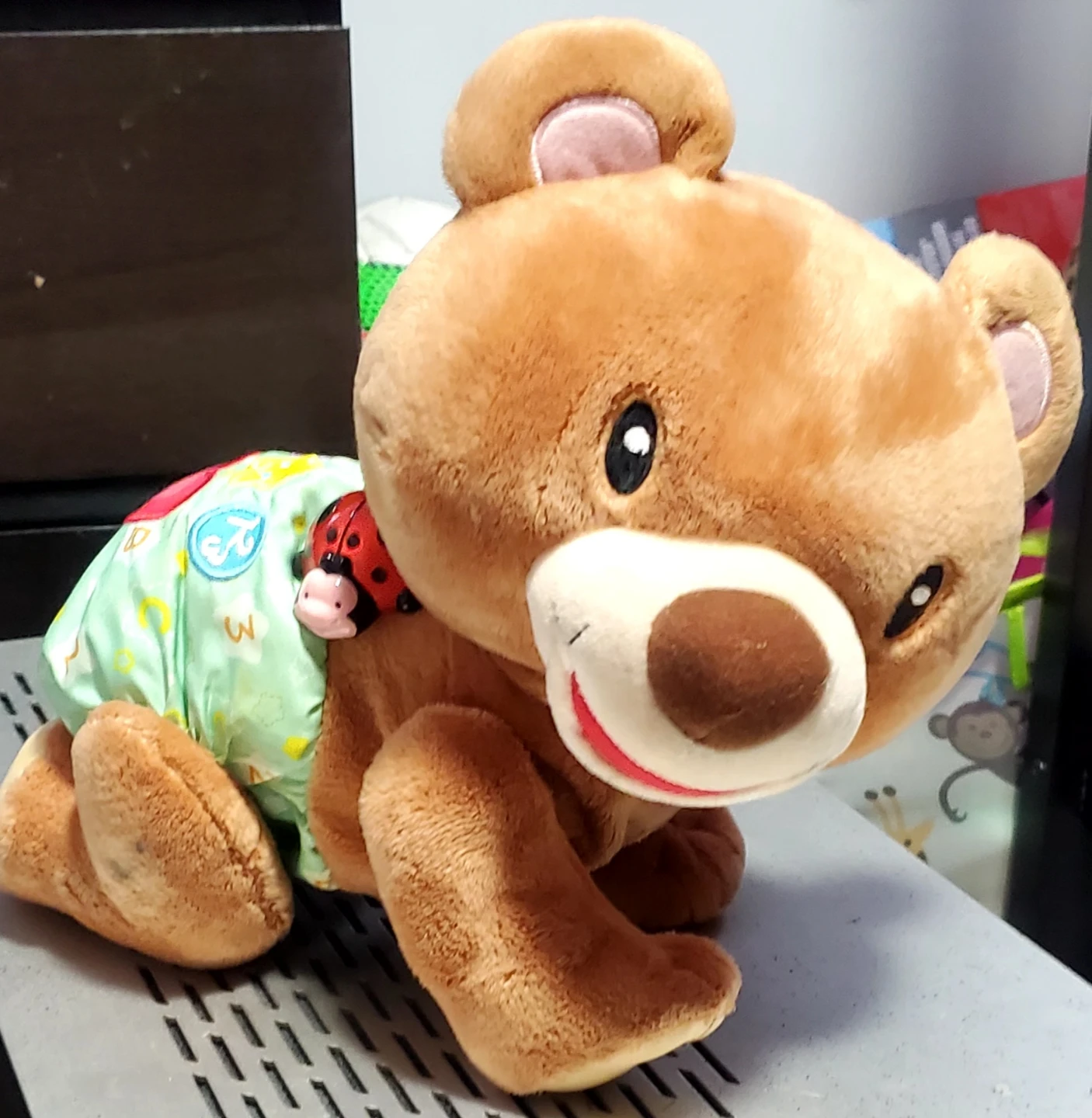 Plush Teddy Bear with Ladybug Diaper
