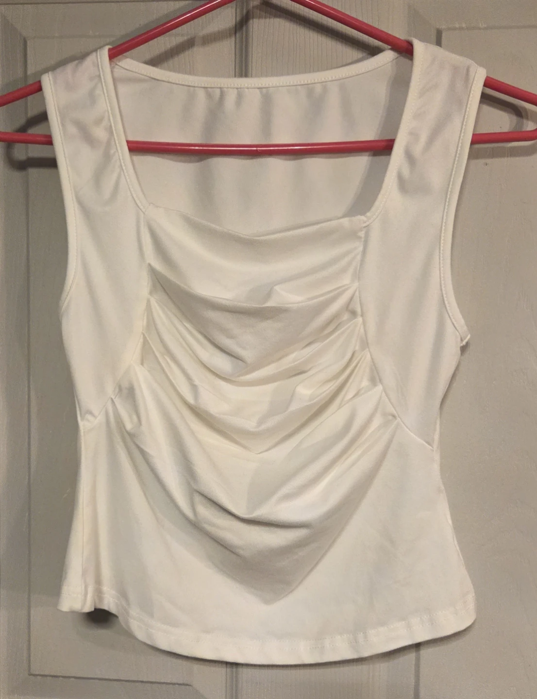 SHEIN White Ruched Square Neck Tank Top - Size S🥕