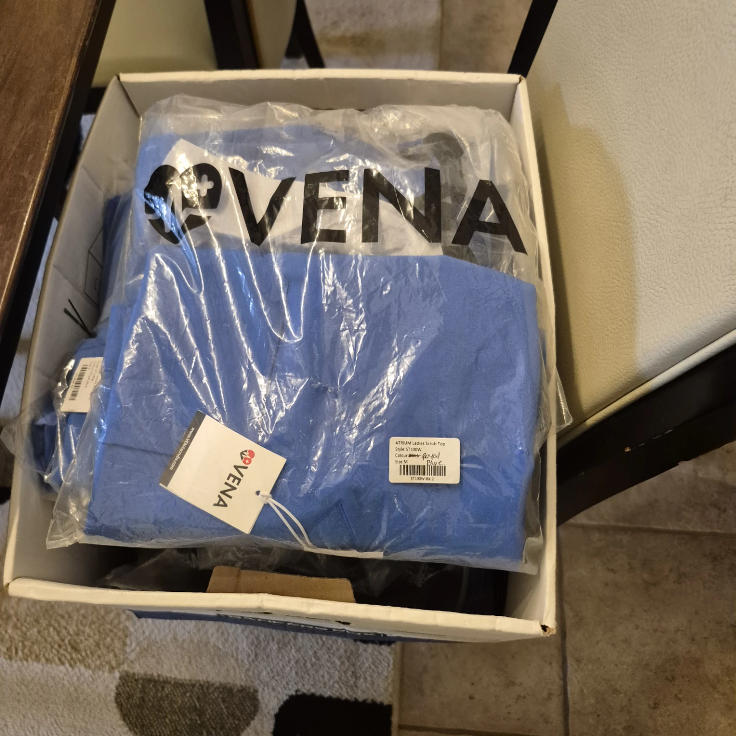 Vena Black Scrub Top and Jogger Pants Set - photo 2