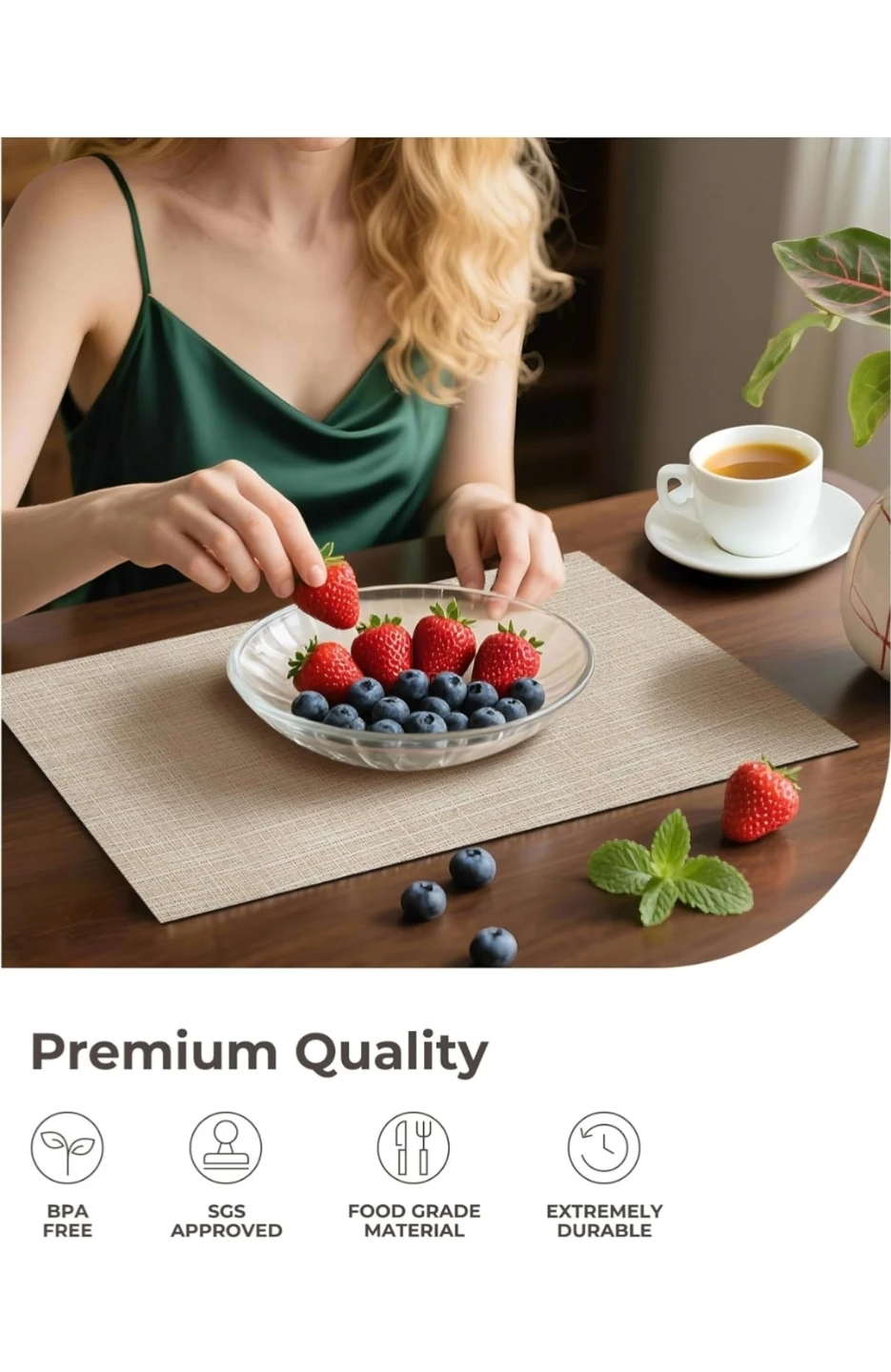 NEW, Placemats Set of 6, Leetaltree Beige Placemats Set