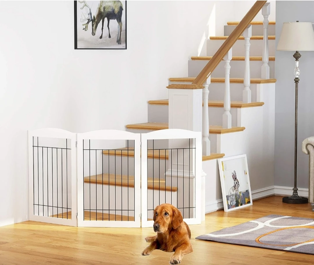 Freestanding Foldable Wood Dog Gate...GUC - photo 5