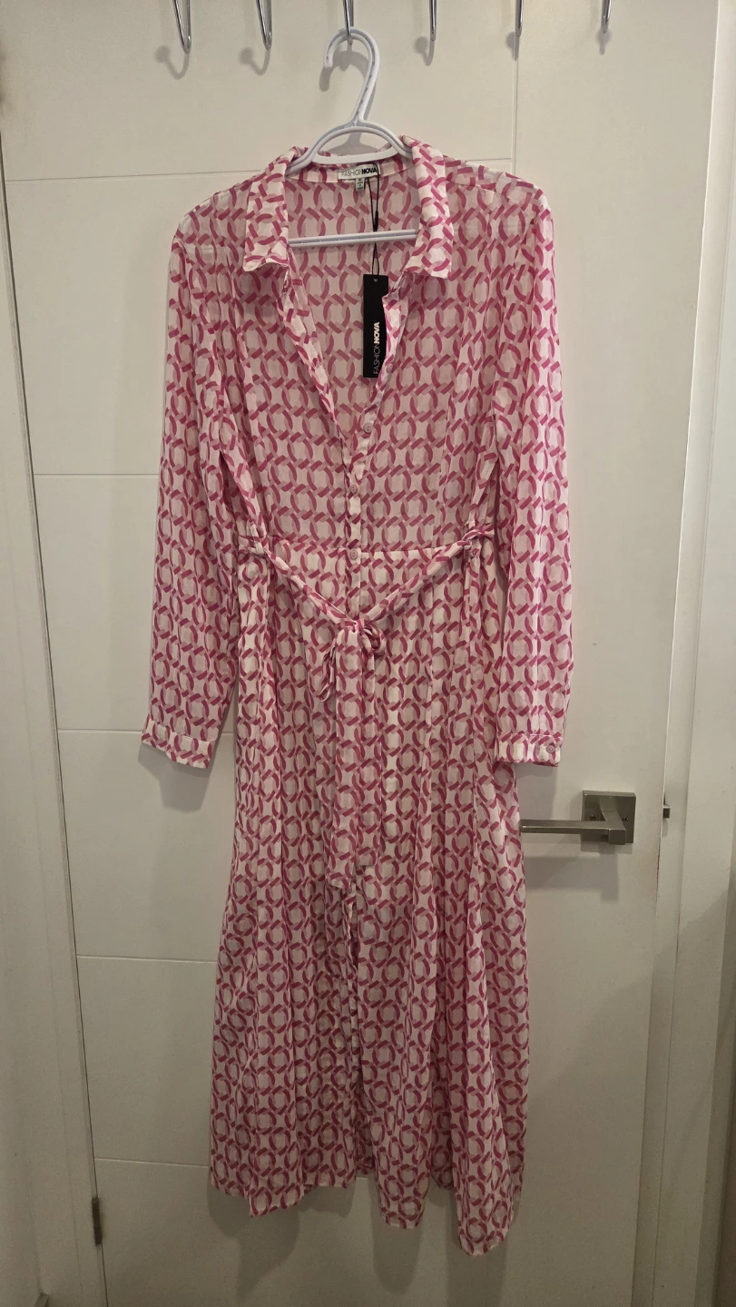 Fashion Nova Pink Geometric Print Maxi Dress - Size XL