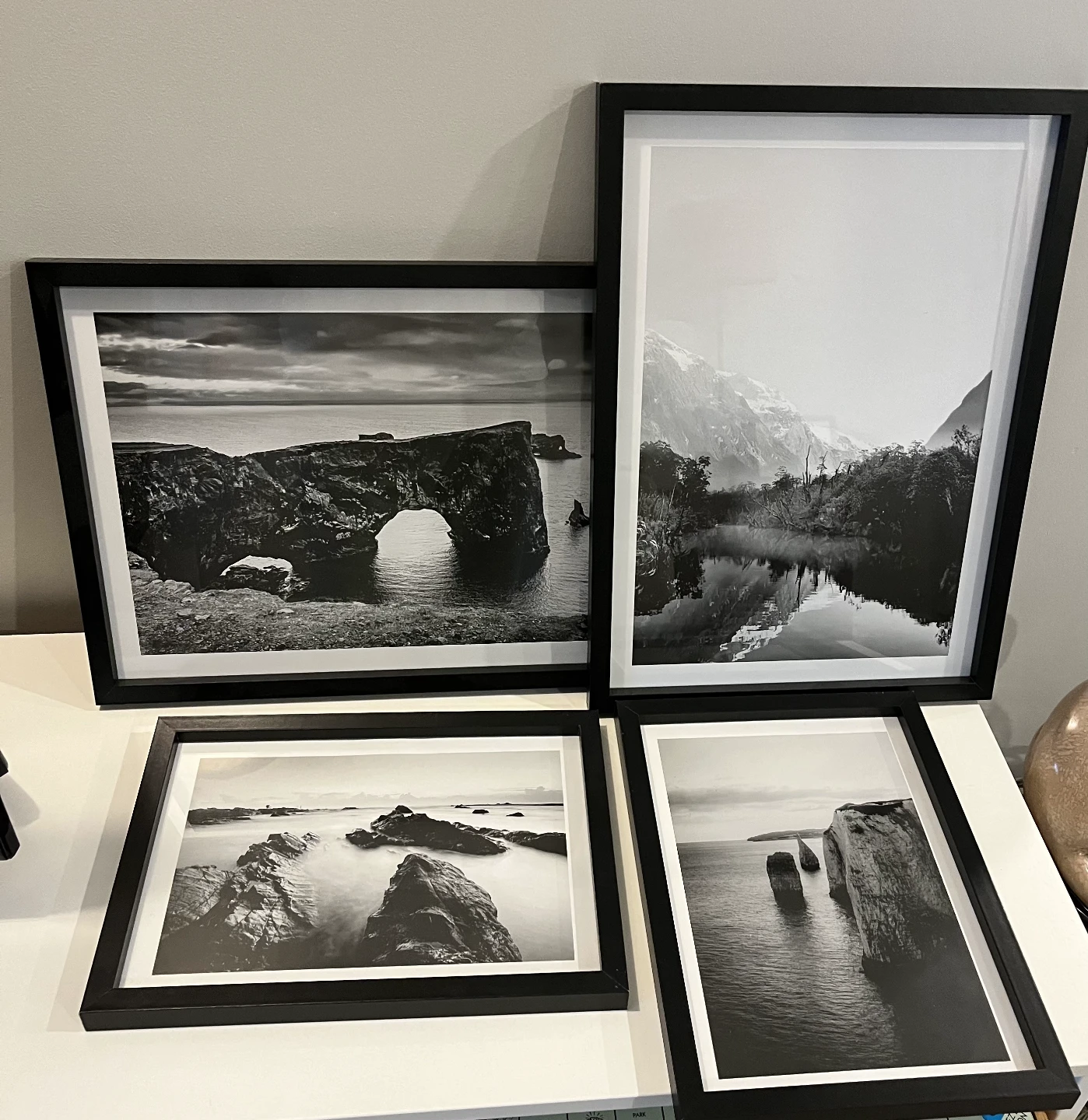 Set of 4 Framed Black and White Landscape Photos