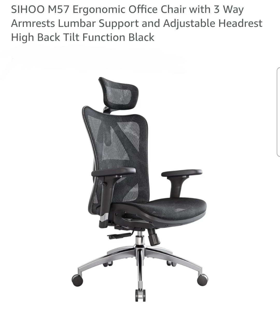 SIHOO M57 Ergonomic Office Chair - Black