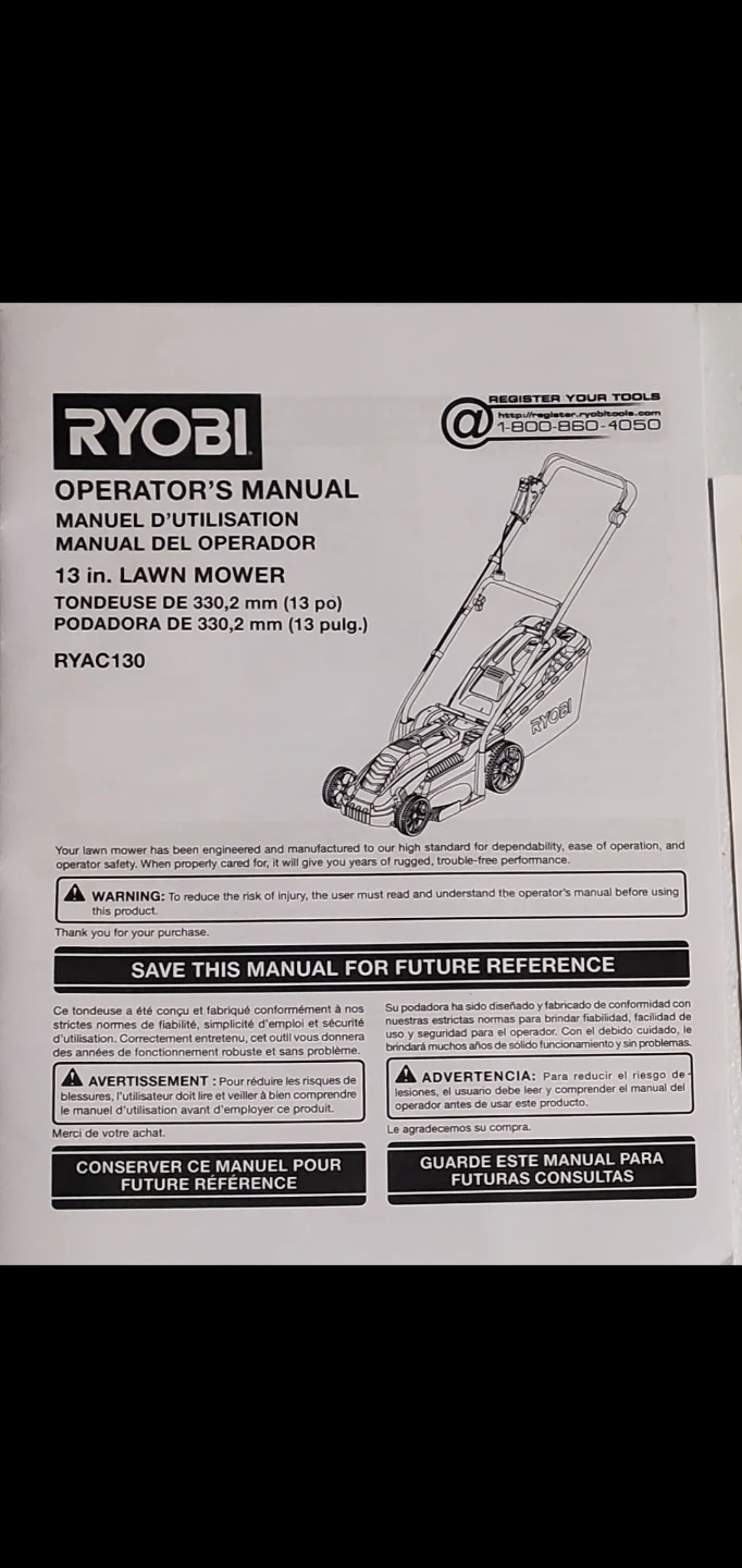 Ryobi 13 in. Electric Lawn Mower RYAC130 - photo 2