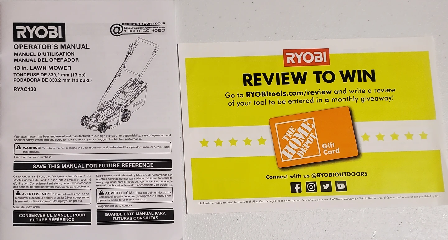 Ryobi 13 in. Electric Lawn Mower RYAC130 - photo 4