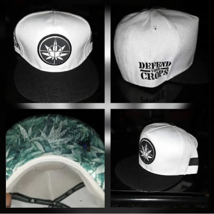 White and Black Snapback Hat - Defend Your Crops