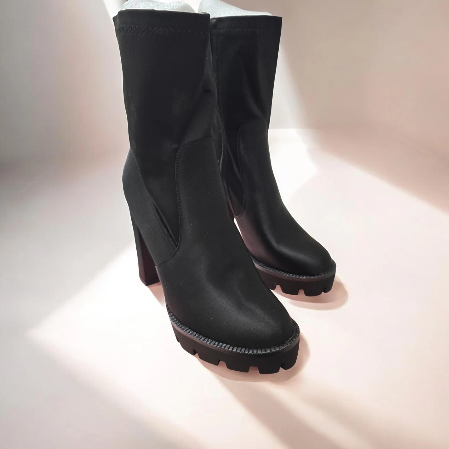 Brand new Women's Satin Black Chunky Boots sale - photo 3