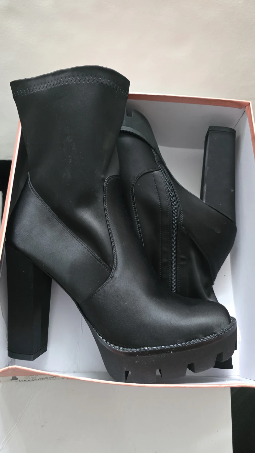 Brand new Women's Satin Black Chunky Boots sale - photo 5