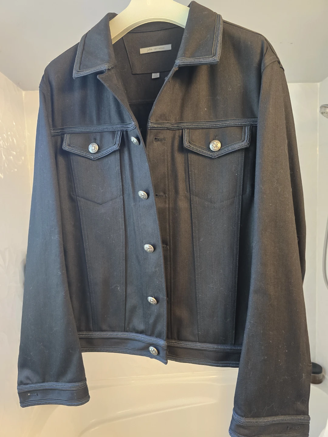 John Varvatos Black Denim Jacket Size 54