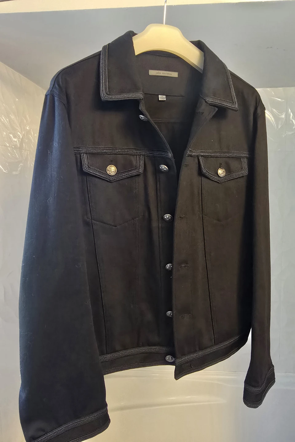 John Varvatos Black Denim Jacket Size 54 - photo 4