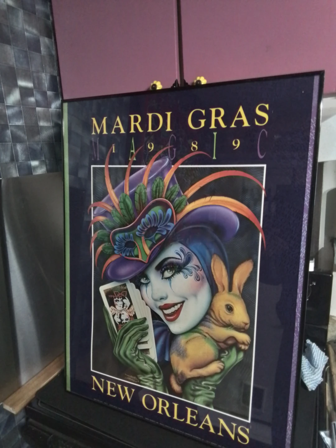 vintage Mardi Gras New Orleans framed poster 1989