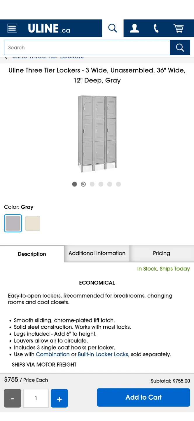 Uline Three Tier Lockers - 3 Wide - photo 2