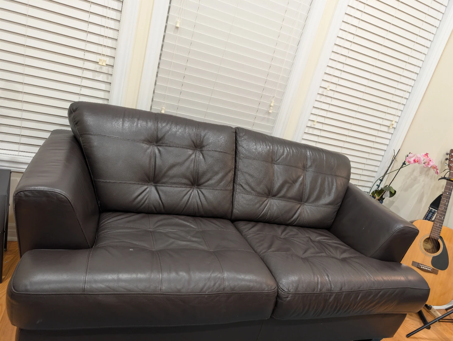 Dark Brown Tufted Sofa - photo 2