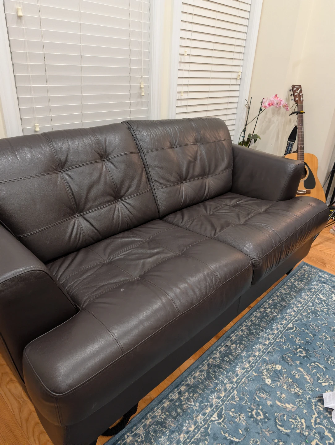 Dark Brown Tufted Sofa - photo 3