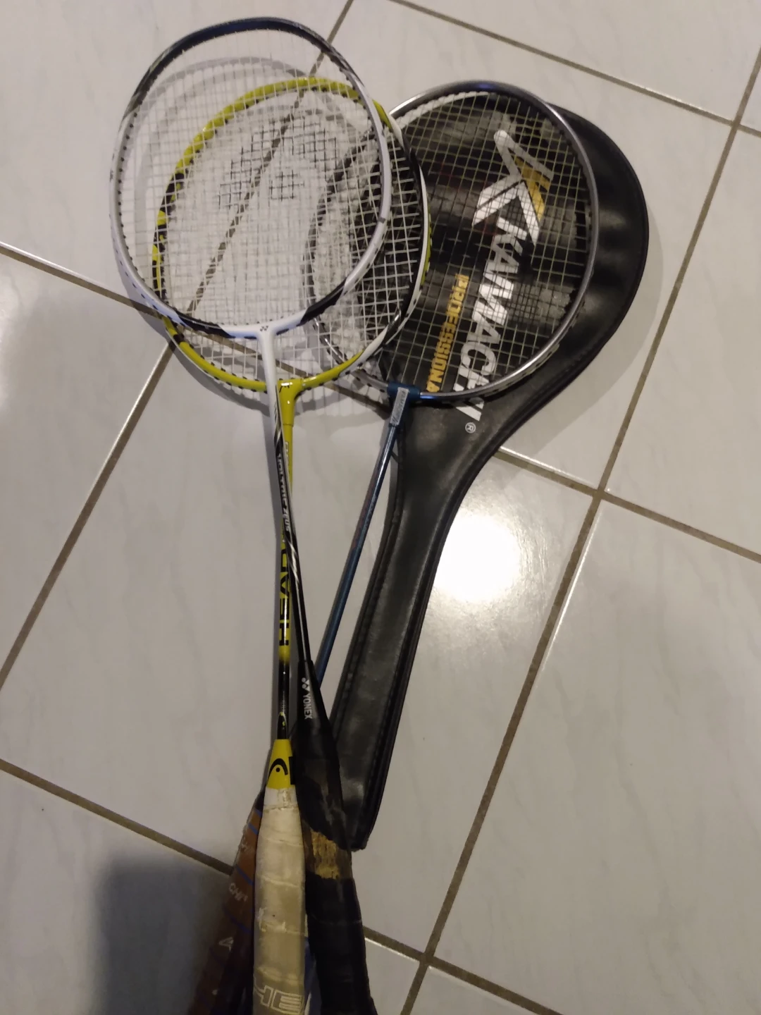 Head and Yonex Badminton Rackets with Kamachi Cover