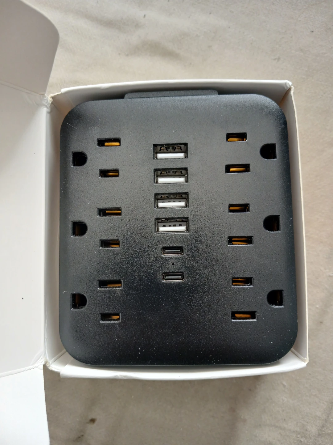 Black Power Strip with 6 Outlets, 4 USB Ports, & 2 USB-C Ports