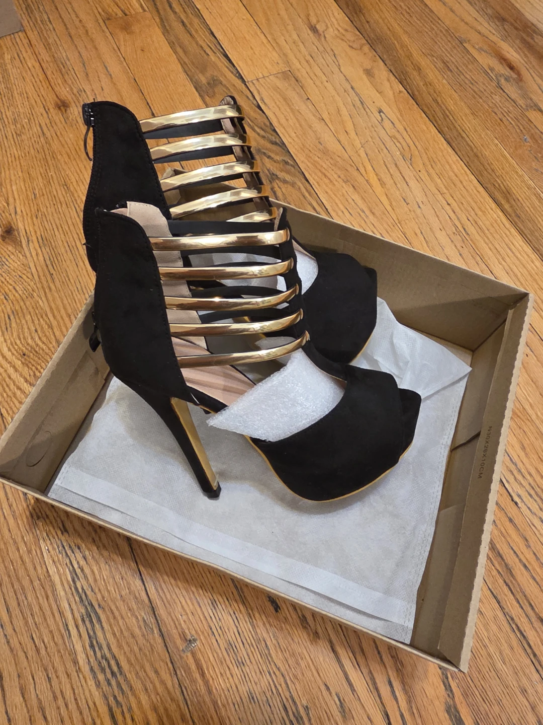 Black Strappy Heels with Gold Accents - Size 36/US size 6 - photo 4