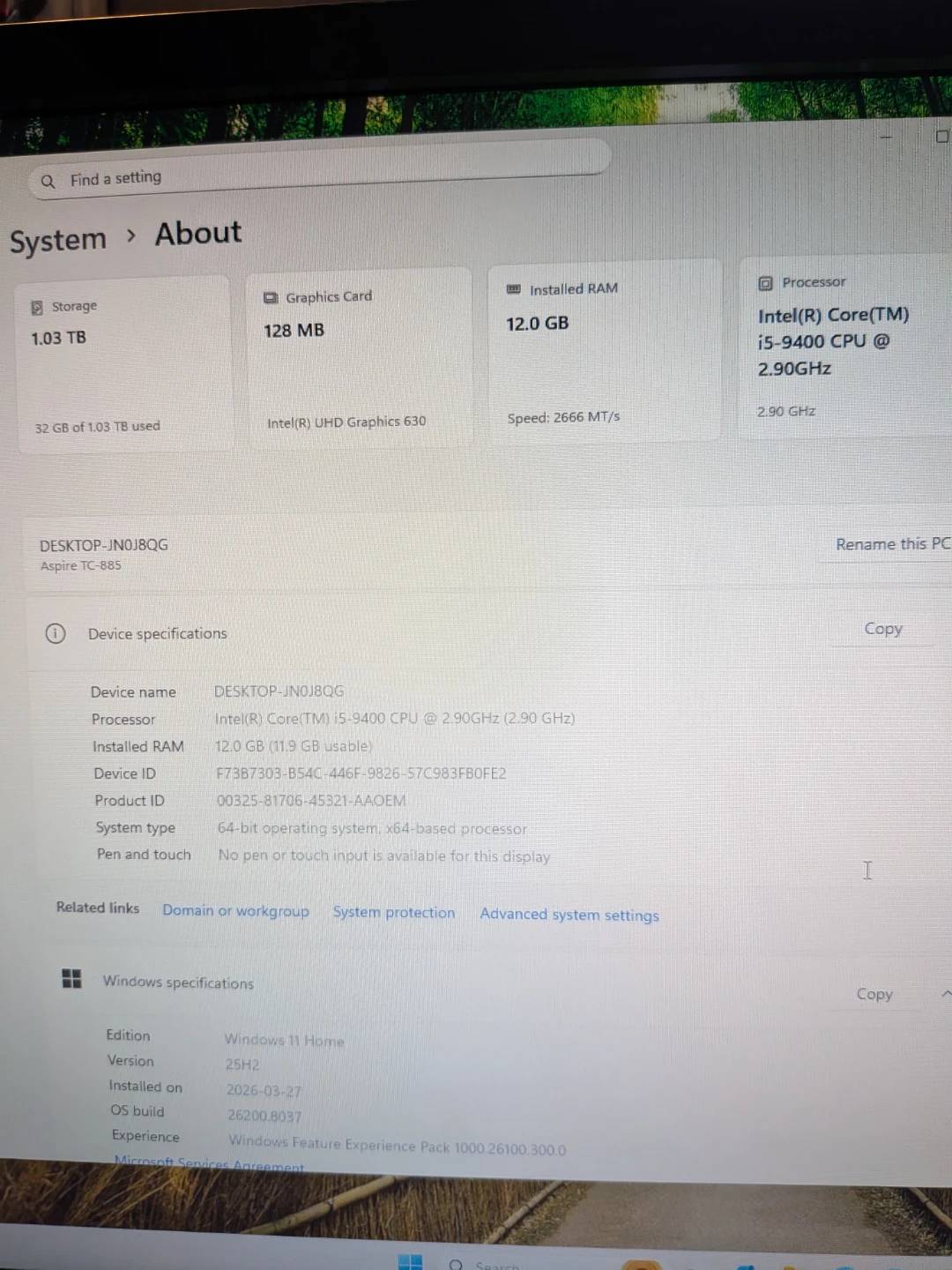 Acer i5 9th gen Desktop PC with monitor, SSD, Wifi - photo 3