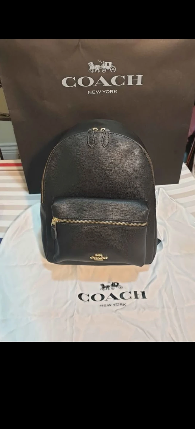 Coach Black Leather Backpack
