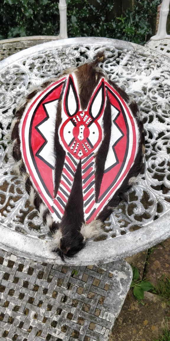 Decorative Hand-Painted Animal Skin Shield - photo 2