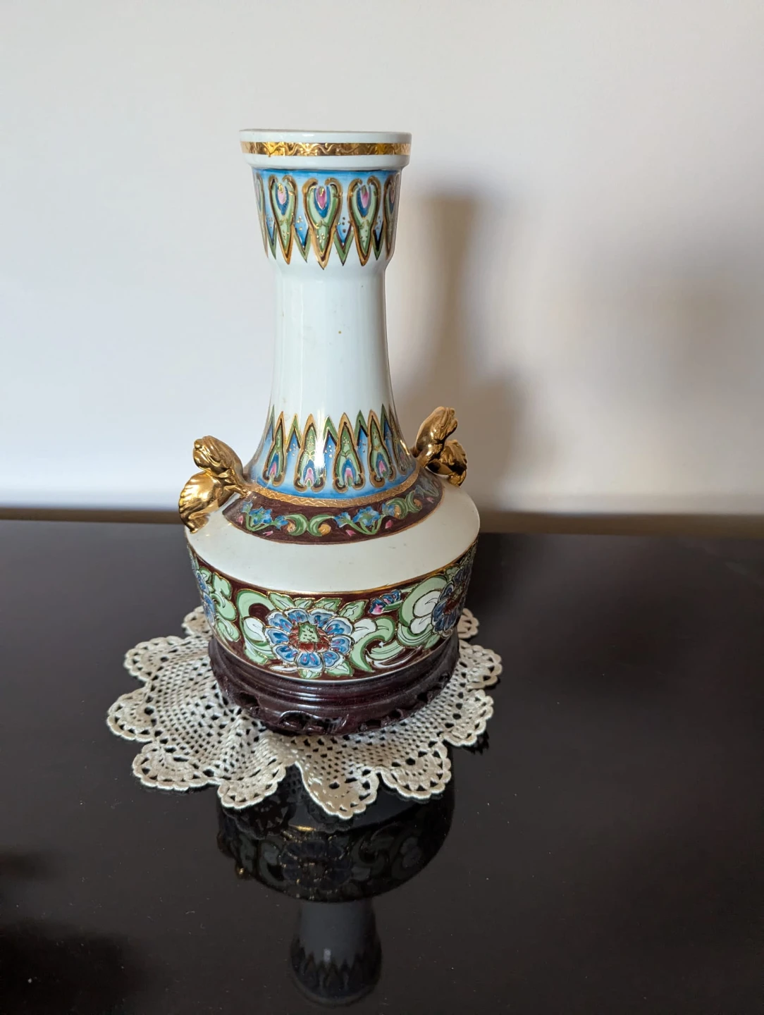 Decorative Ceramic Vase with Gold Accents