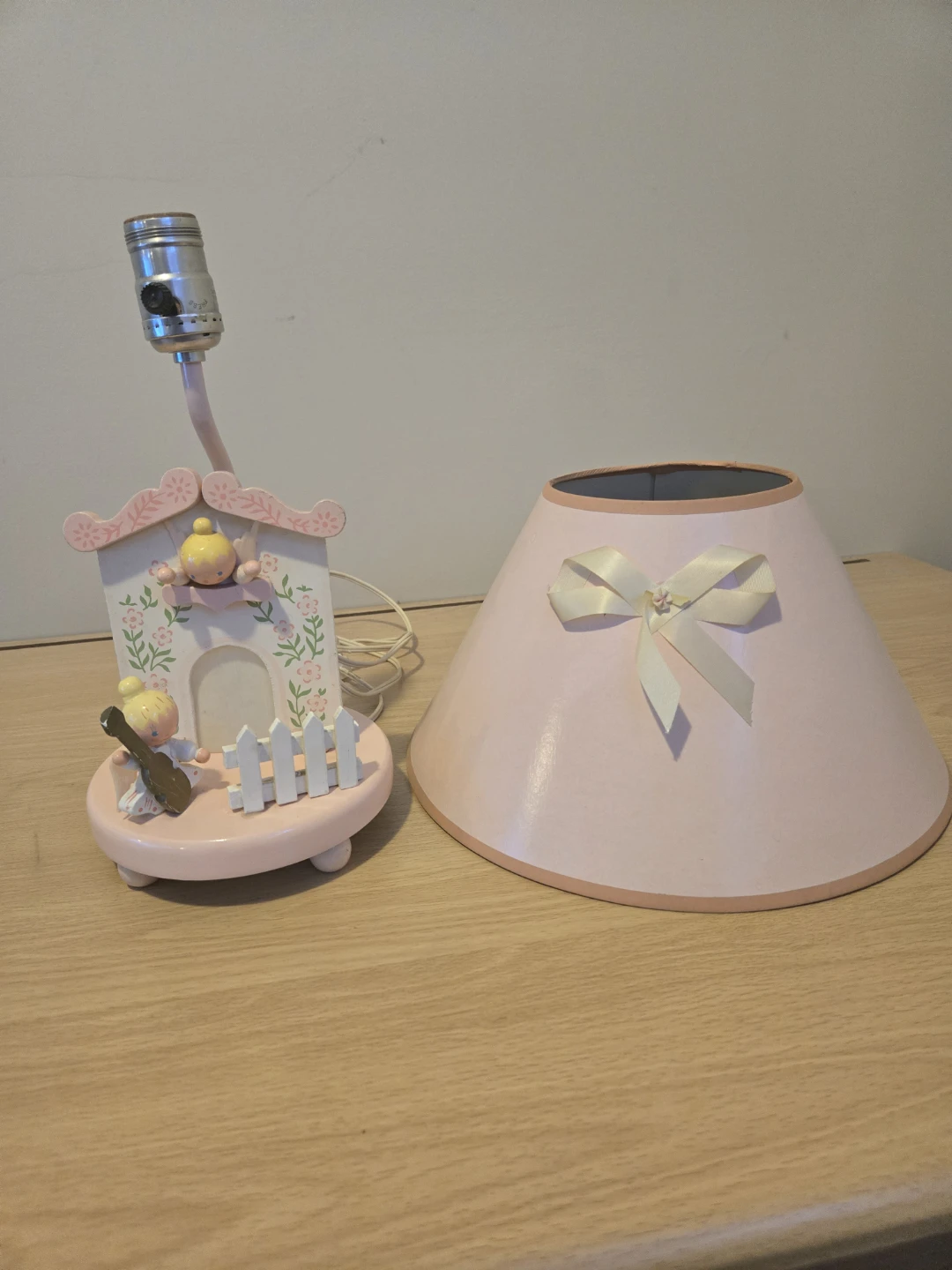 Antique Fisher Price Pink Angel Lamp with Music Theme