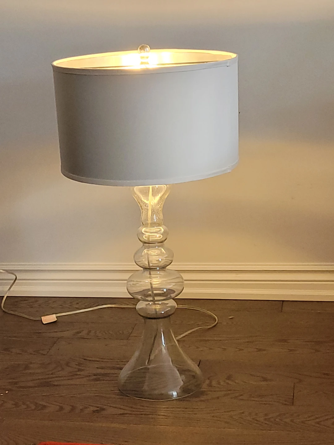 Clear Glass Table Lamp with White Shade - photo 2
